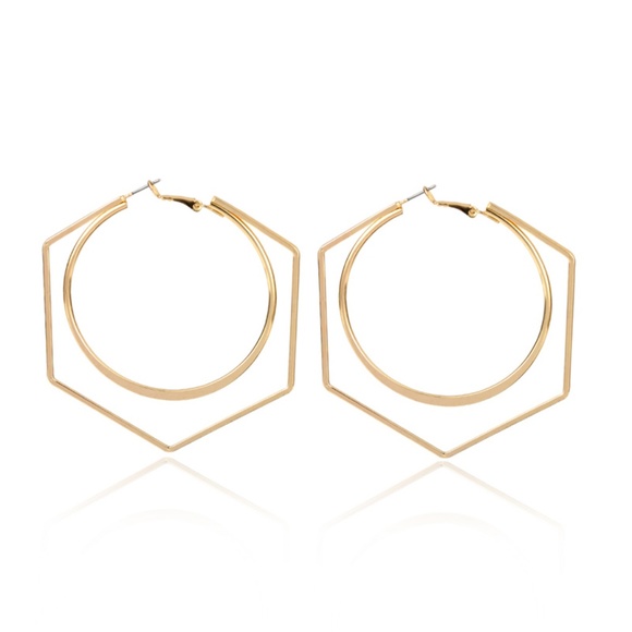 Geometric Hoop Earrings - Picture 7 of 8